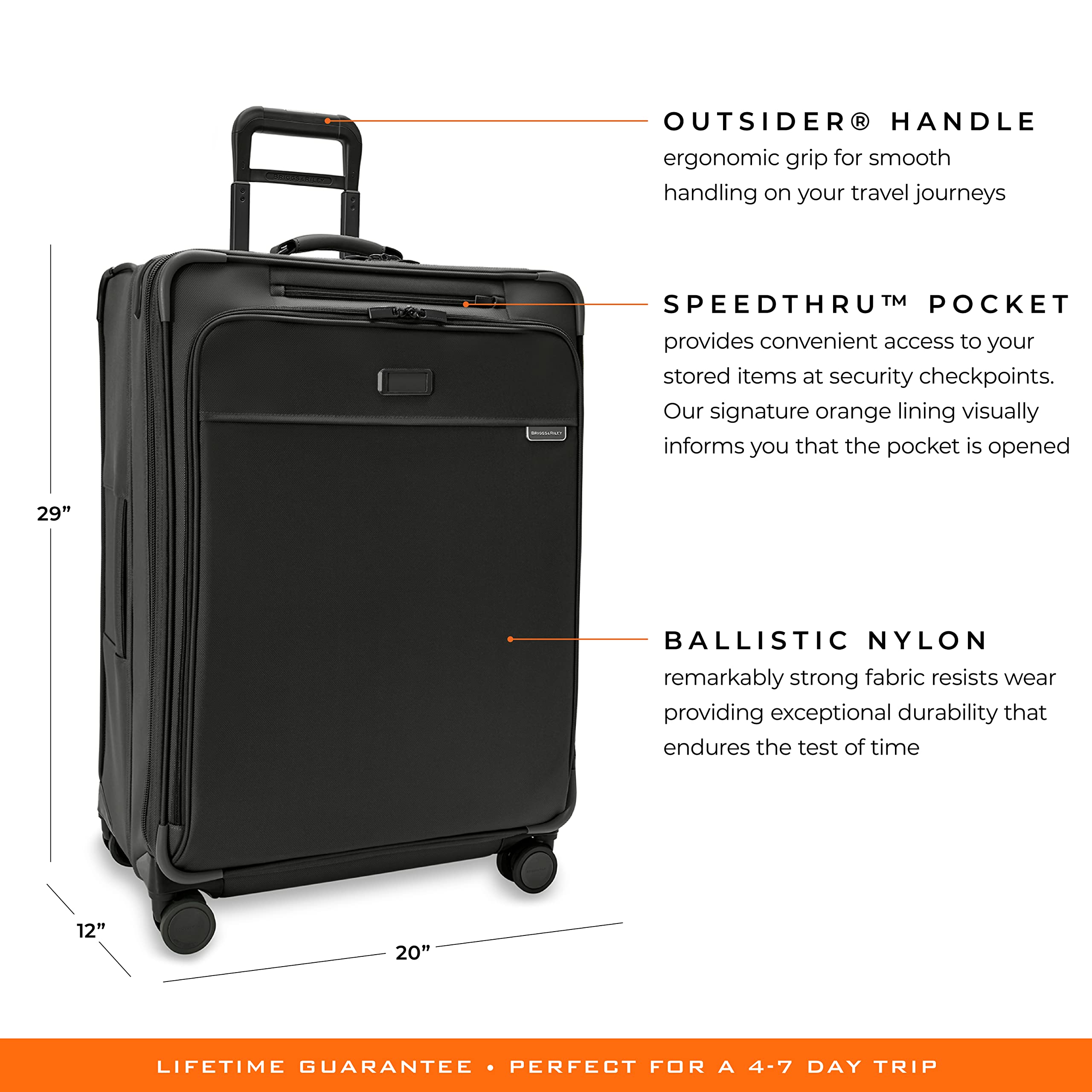 Briggs & Riley Baseline Large Expandable Checked Spinner Luggage, 29 Inch, Black