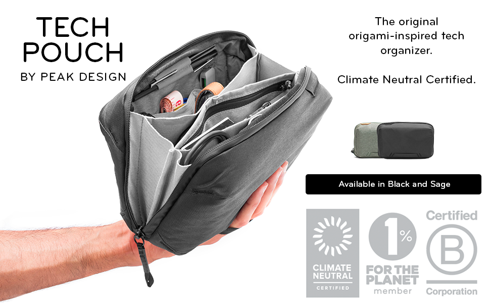 Peak Design Tech Pouch Expandable Cable and Charger Organizer, Black